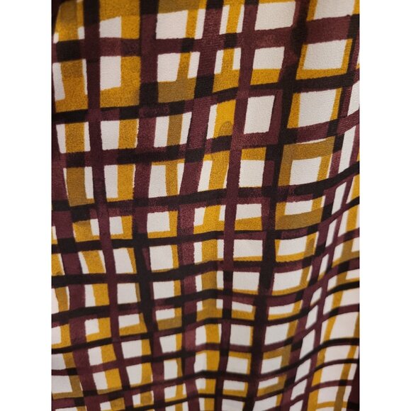 Gal Meets Glam Lindsey Windowpane Tie Neck Dress Purple Tan Sz 6 Office - Picture 6 of 9